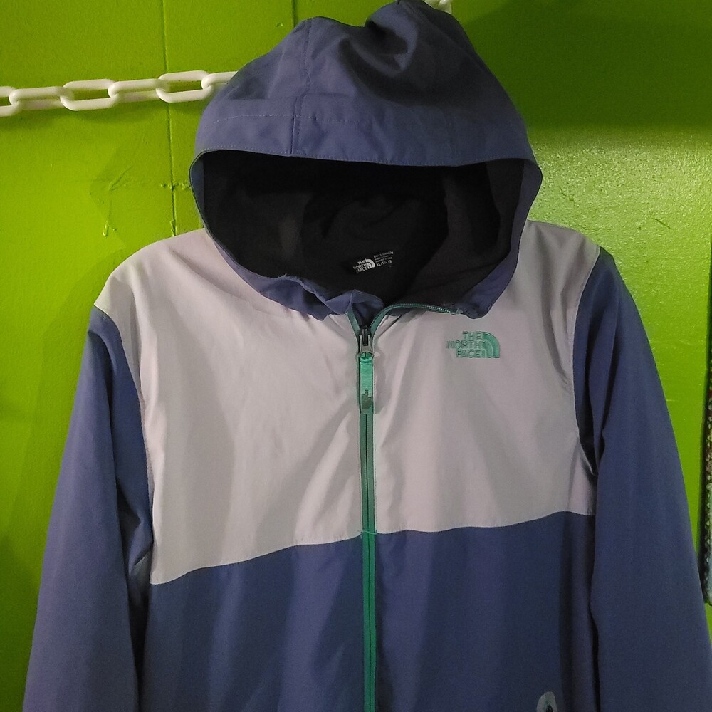 The North Face WindWall Jacket boys XL Blue Softshell Full Zip Hooded puffer vtg
